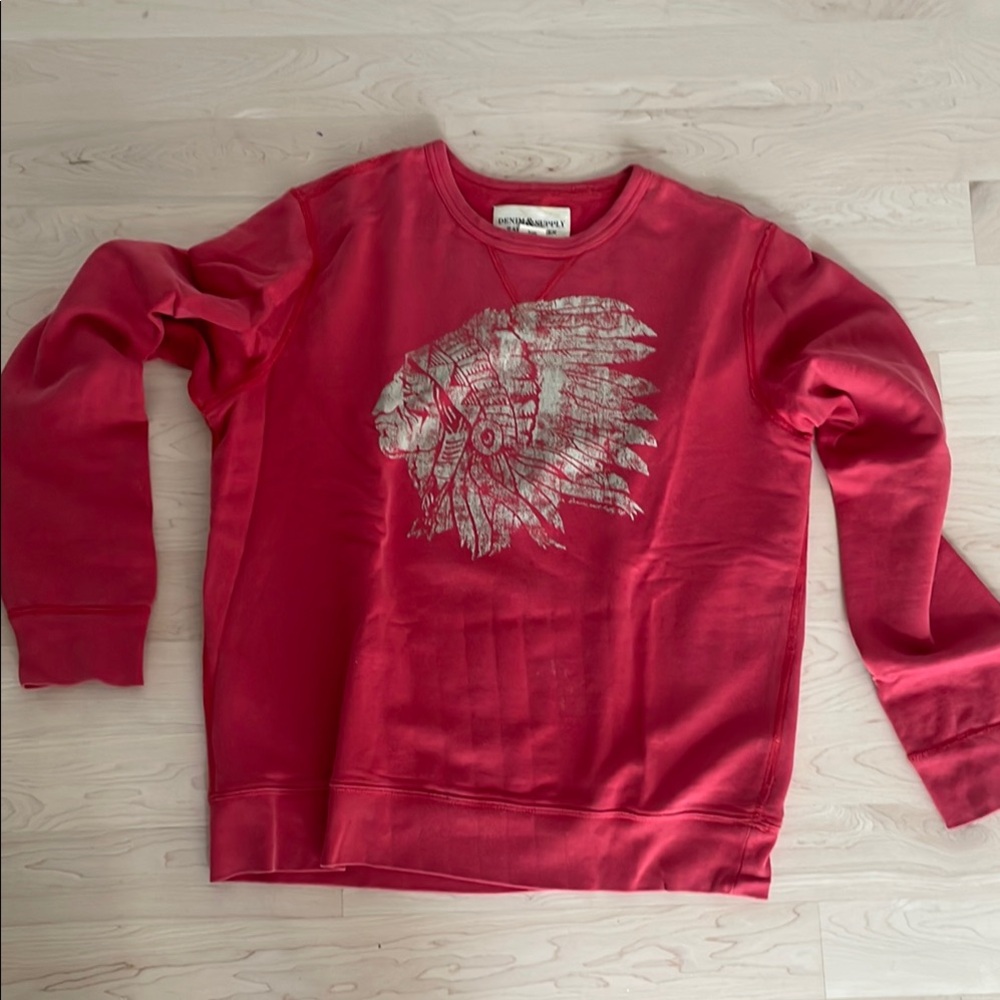 Polo Ralph Lauren Denim & Supply Red Crewneck Sweater with Graphic Print